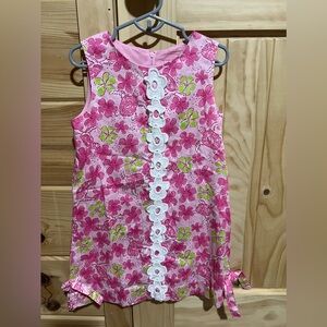 Lilly Pulitzer Sleeveless Shift Lined Dress Pink Floral Girls Size 5 EUC